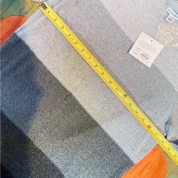 NWT Croft & Barrow Sweater Women's Medium Black Gray White Stripes Long Sleeve - Picture 3 of 5